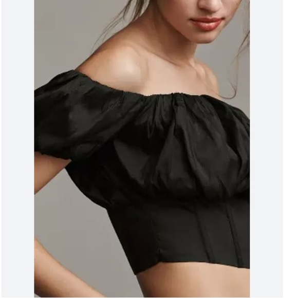 MAEVE PUFF-SLEEVE OFF-THE-SHOULDER CORSET TOP - Picture 3 of 9